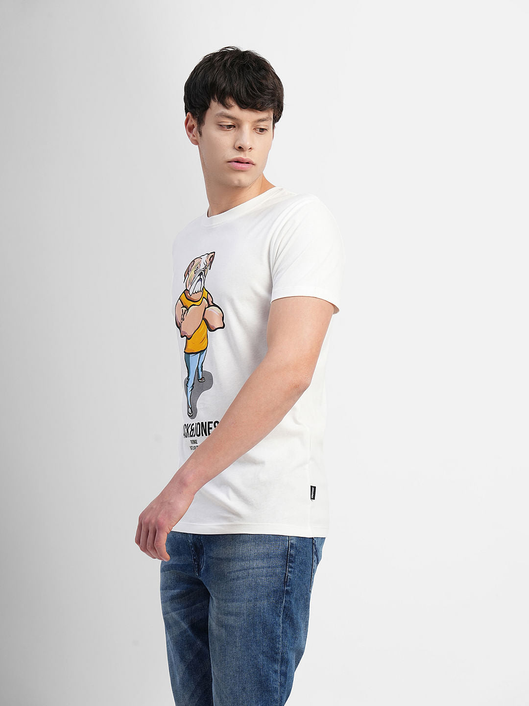 White Graphic Print Crew Neck T-shirt