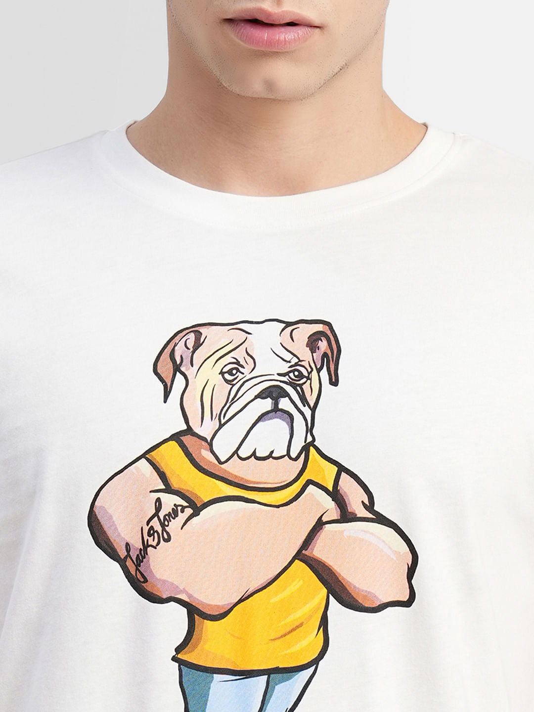 White Graphic Print Crew Neck T-shirt