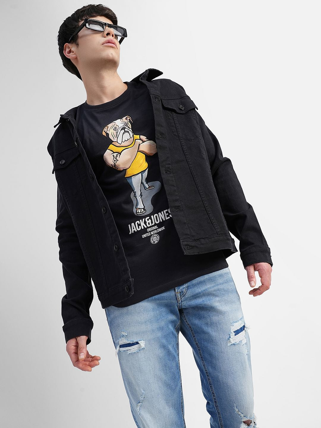Black Graphic Print Crew Neck T-shirt - S