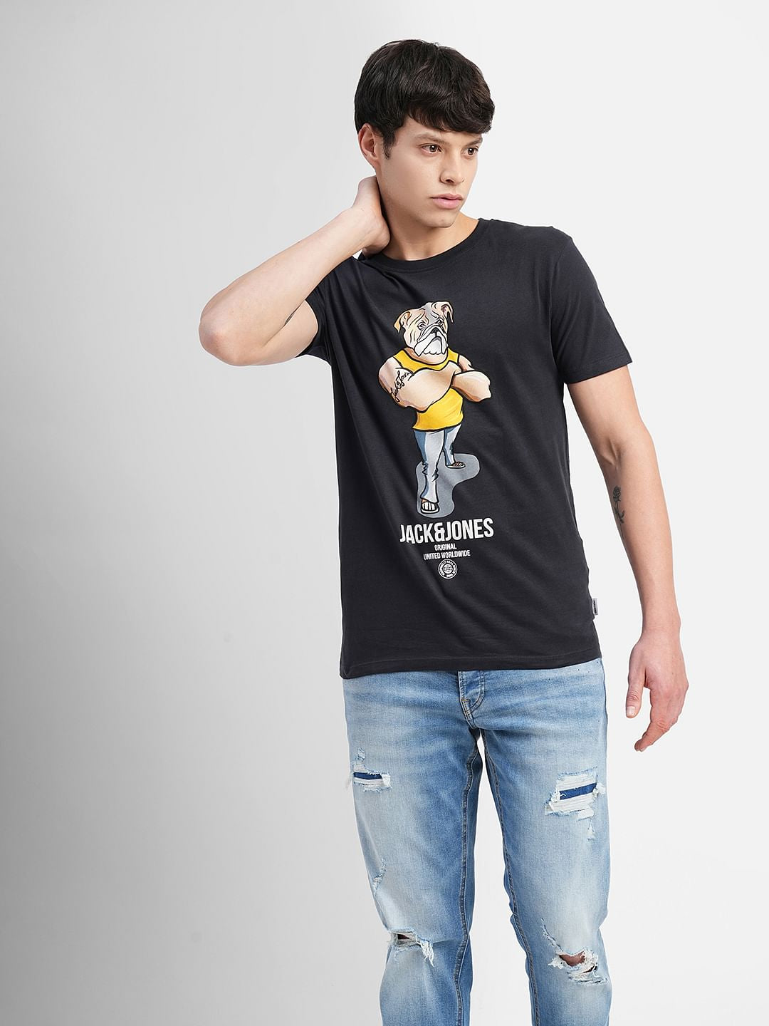 Black Graphic Print Crew Neck T-shirt