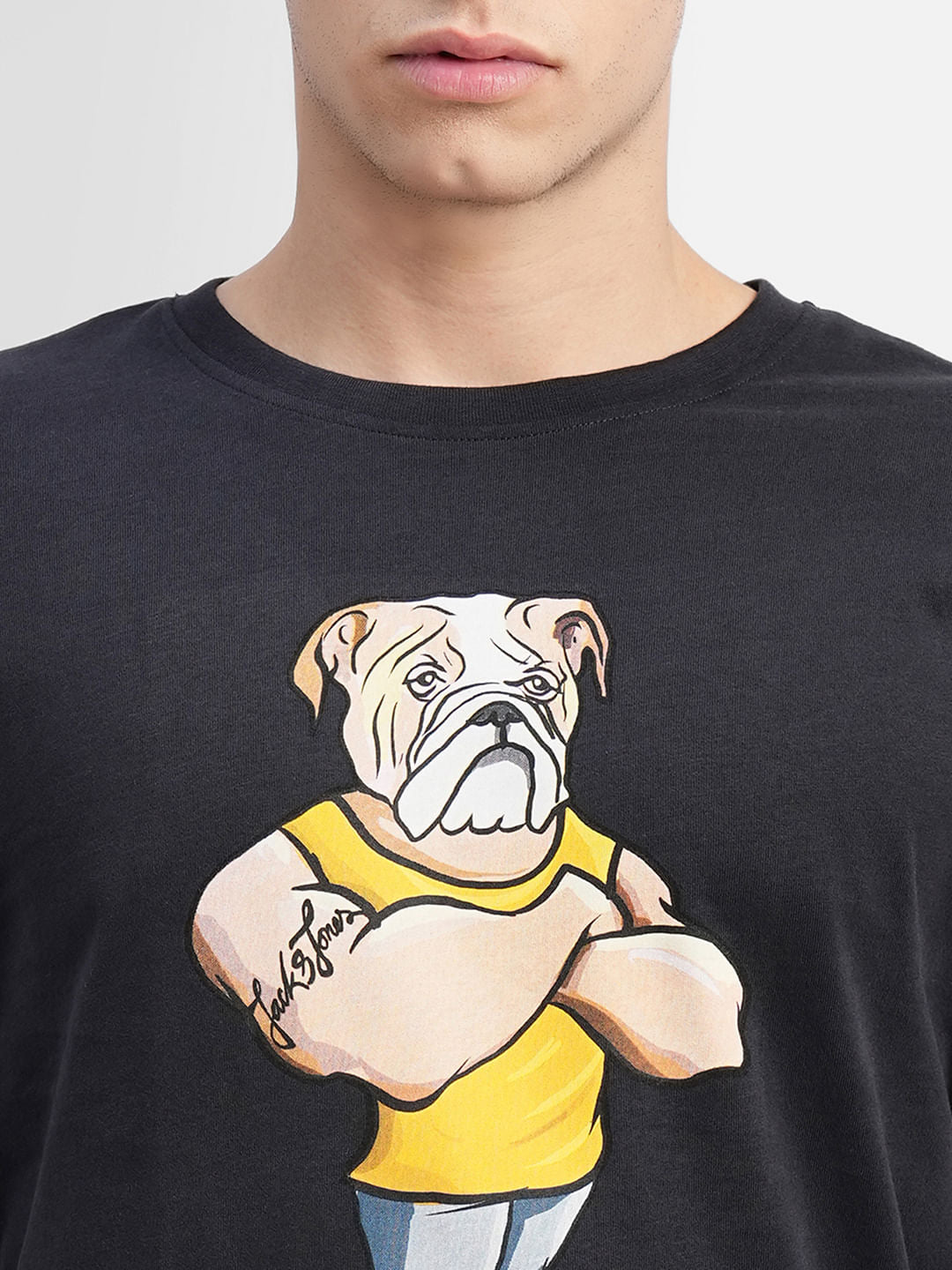 Black Graphic Print Crew Neck T-shirt