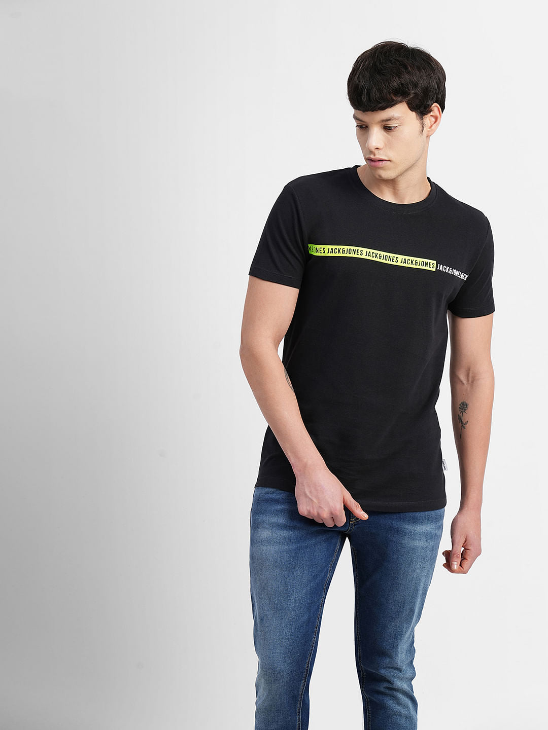 Black Logo Print Crew Neck T-shirt