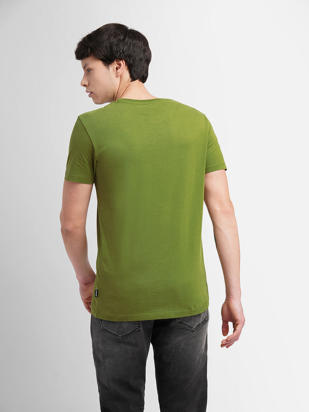 Green Logo Print Crew Neck T-shirt