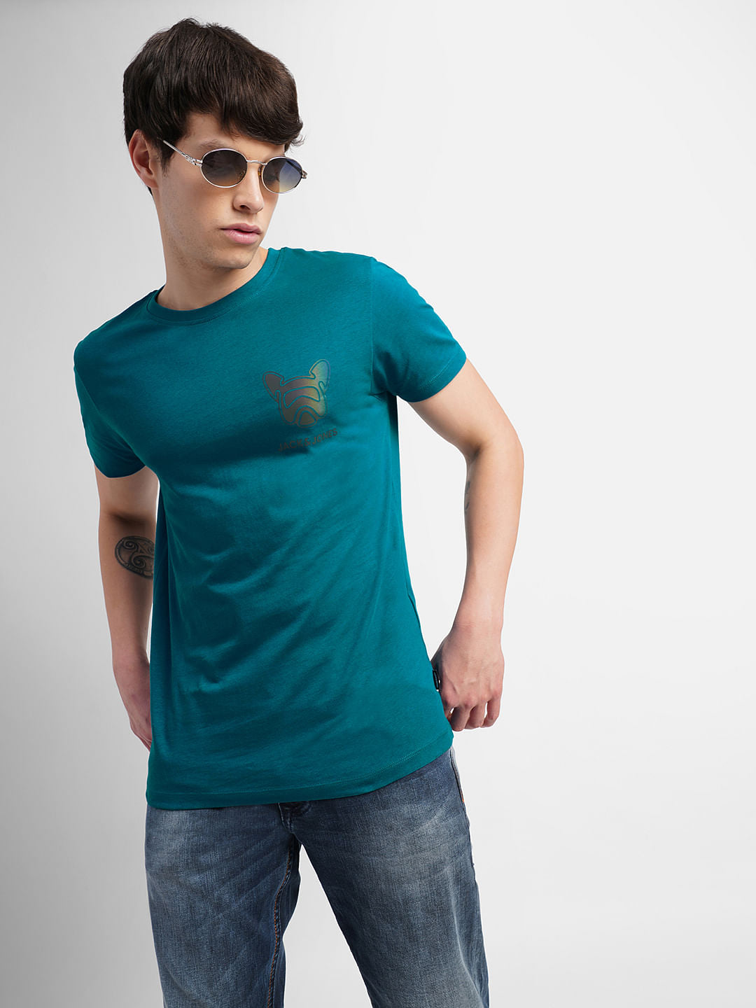 Green Logo Print Crew Neck T-shirt - S