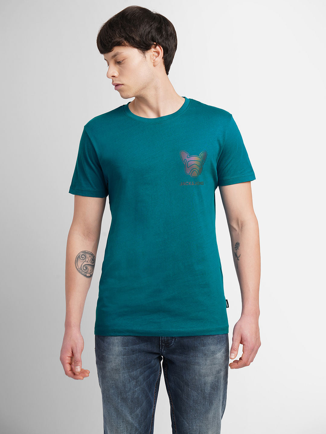 Green Logo Print Crew Neck T-shirt