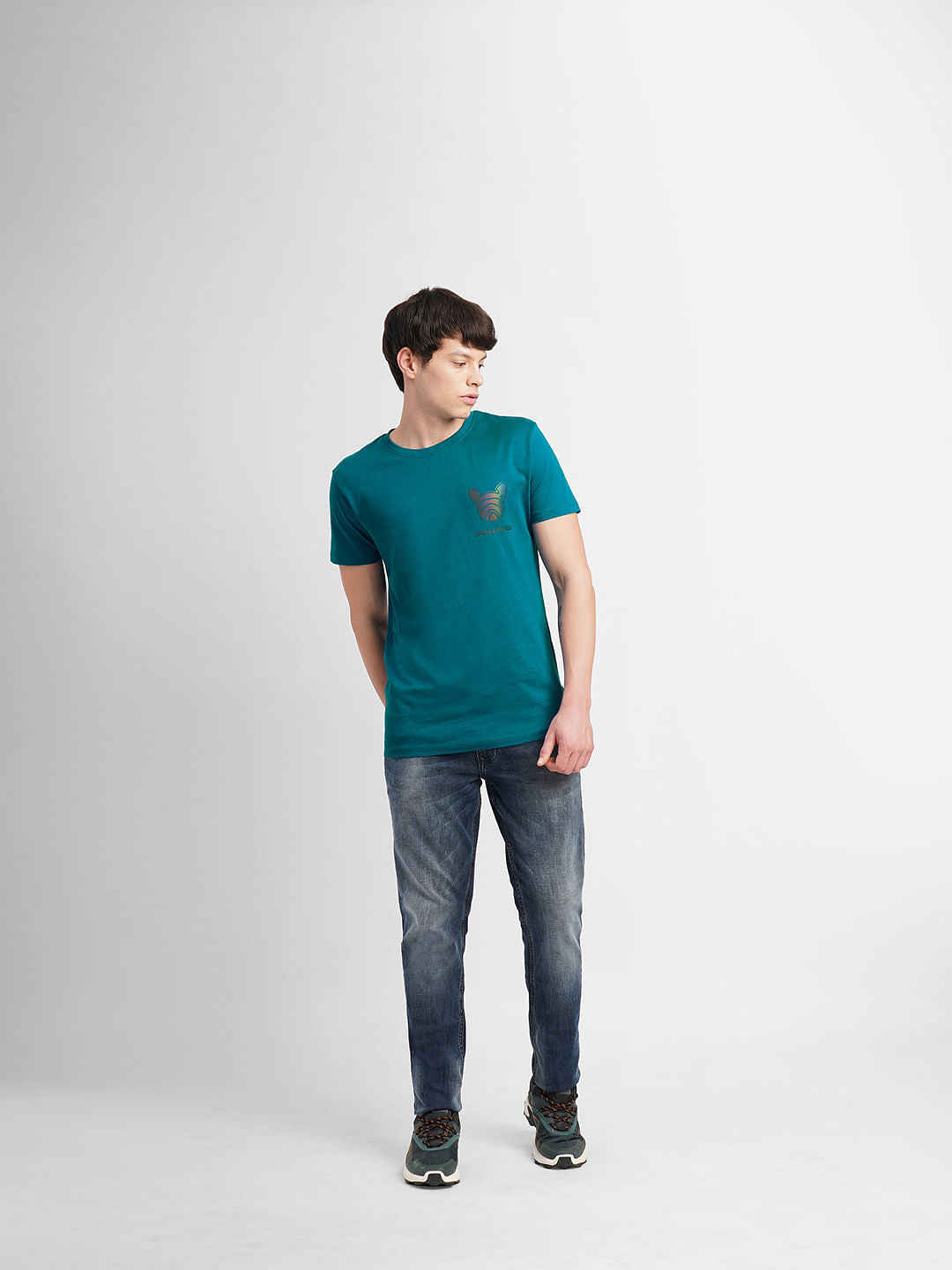 Green Logo Print Crew Neck T-shirt