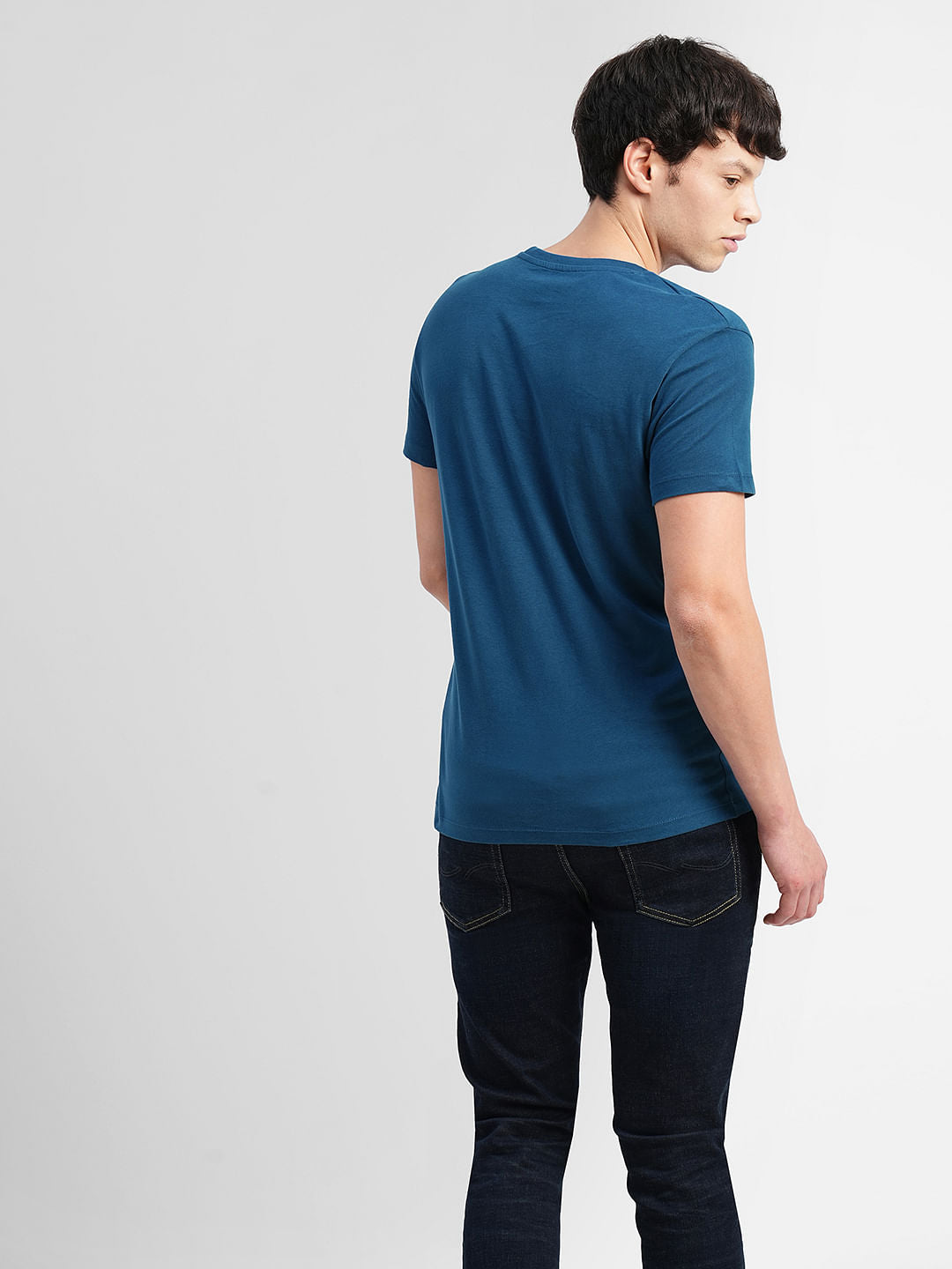 Blue Graphic Print Crew Neck T-shirt