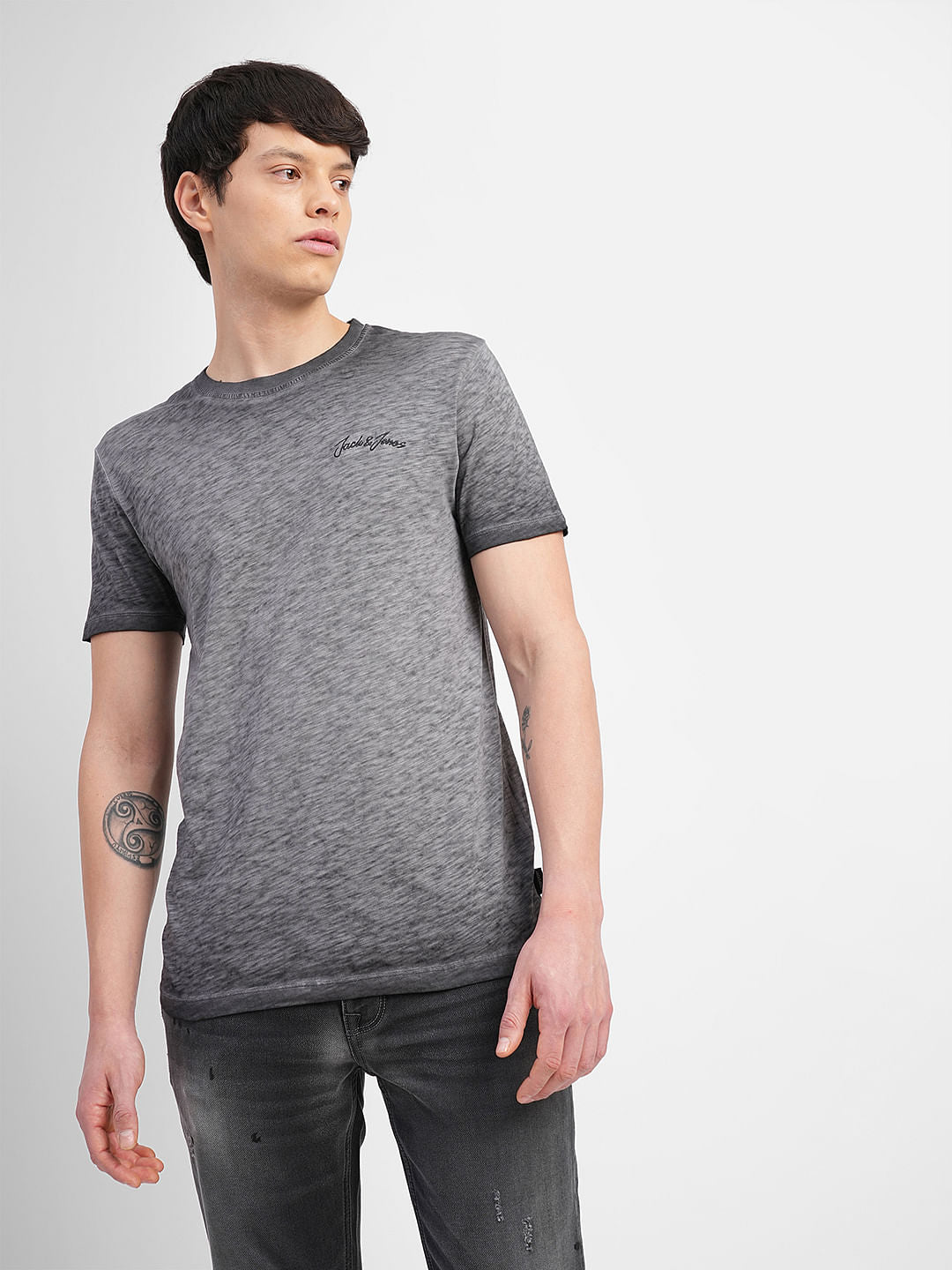 Grey Washed Crew Neck T-shirt