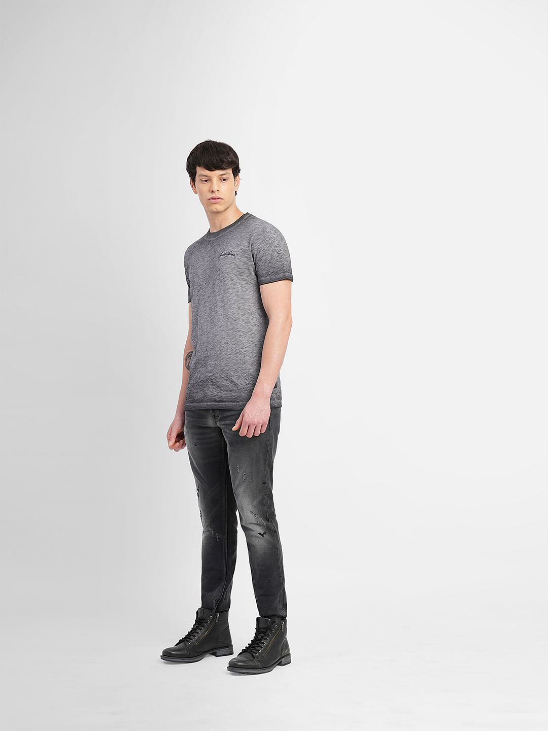Grey Washed Crew Neck T-shirt