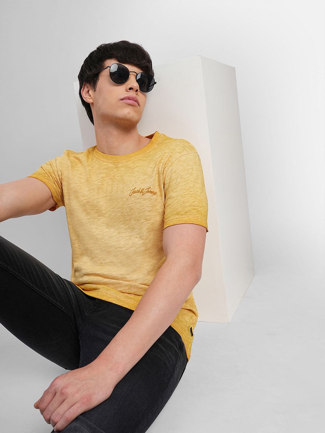 Brown Washed Crew Neck T-shirt - S