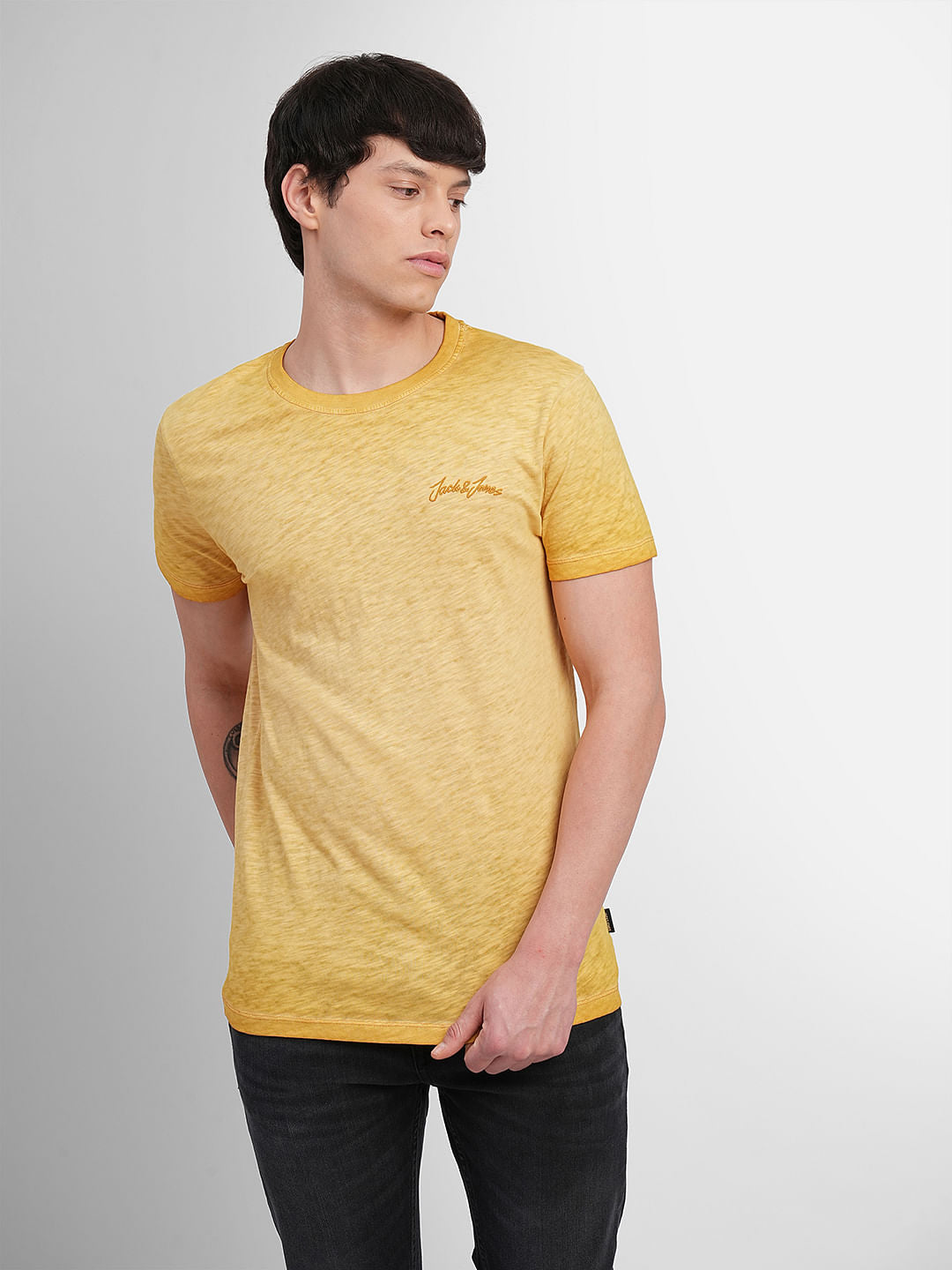 Brown Washed Crew Neck T-shirt