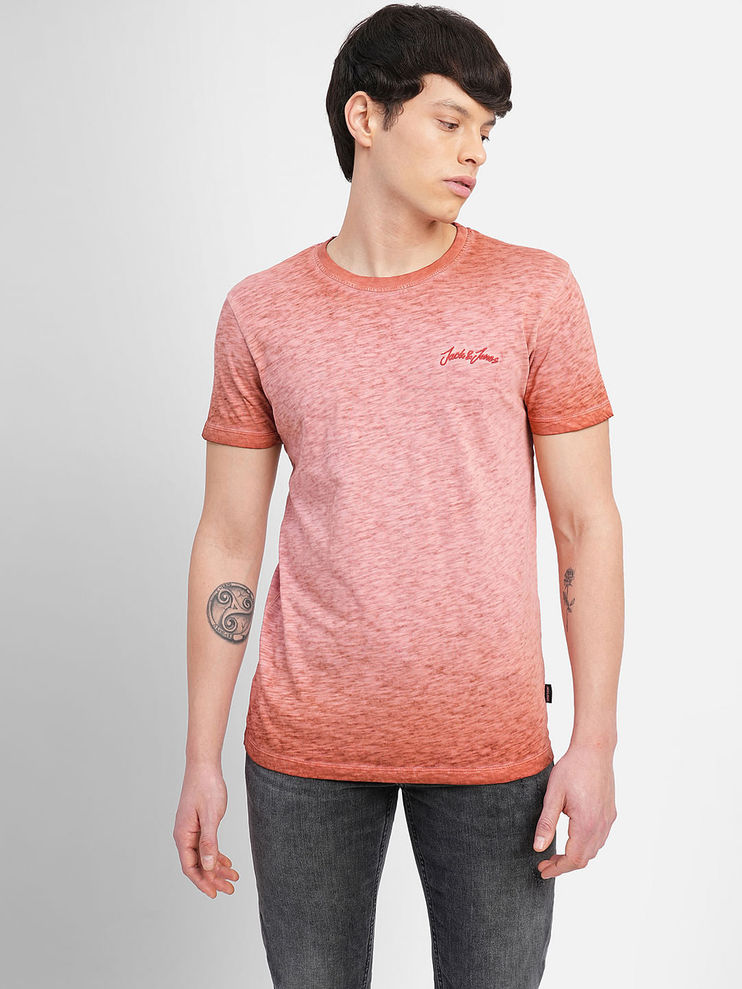 Red Washed Crew Neck T-shirt