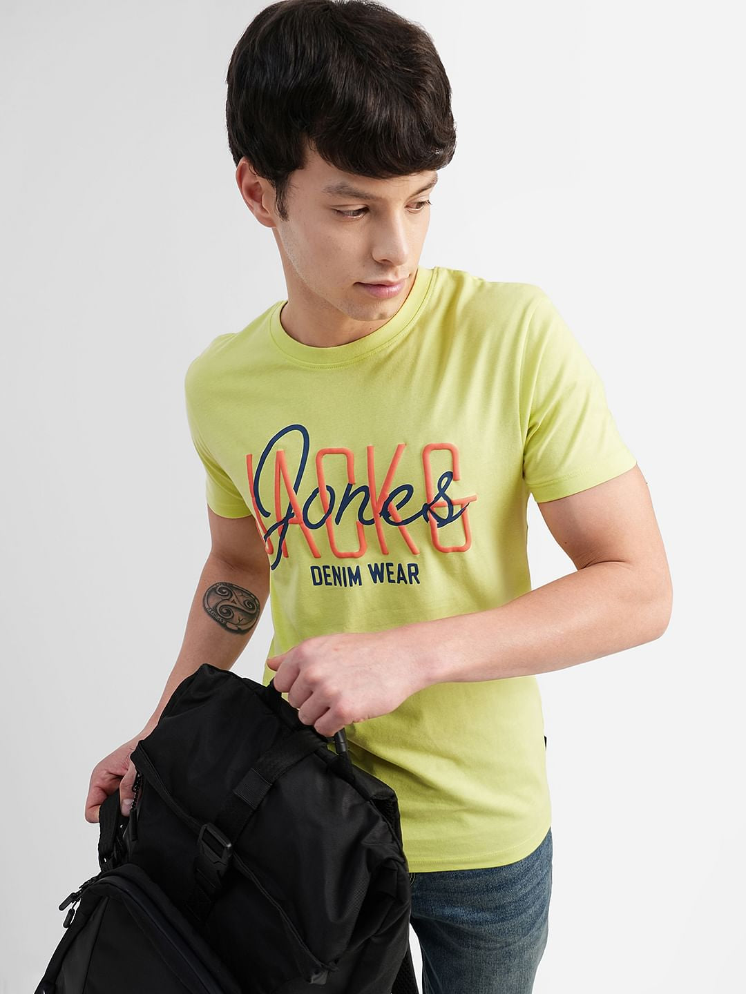 Green Typographic Logo Print Crew Neck T-shirt - S