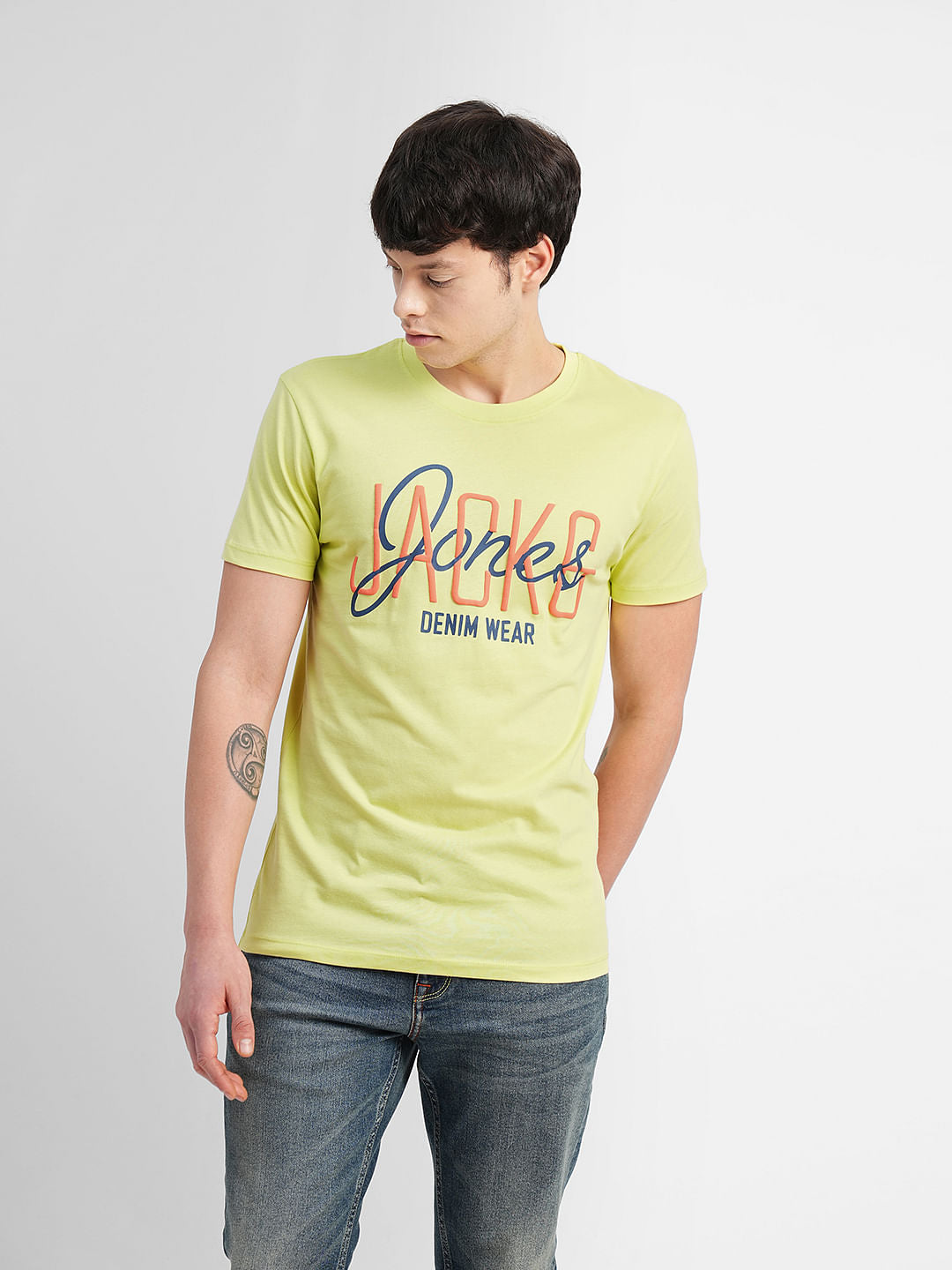 Green Typographic Logo Print Crew Neck T-shirt