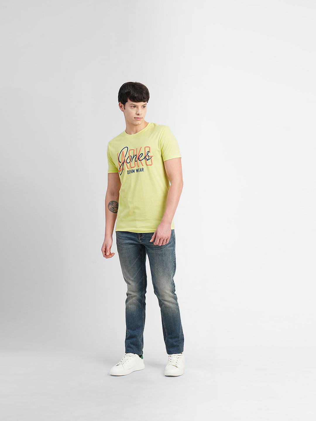 Green Typographic Logo Print Crew Neck T-shirt