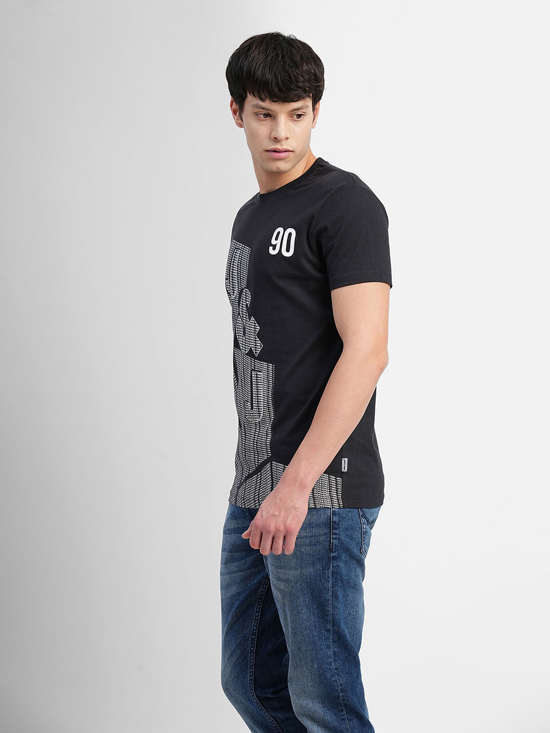Black Graphic Print Crew Neck T-shirt