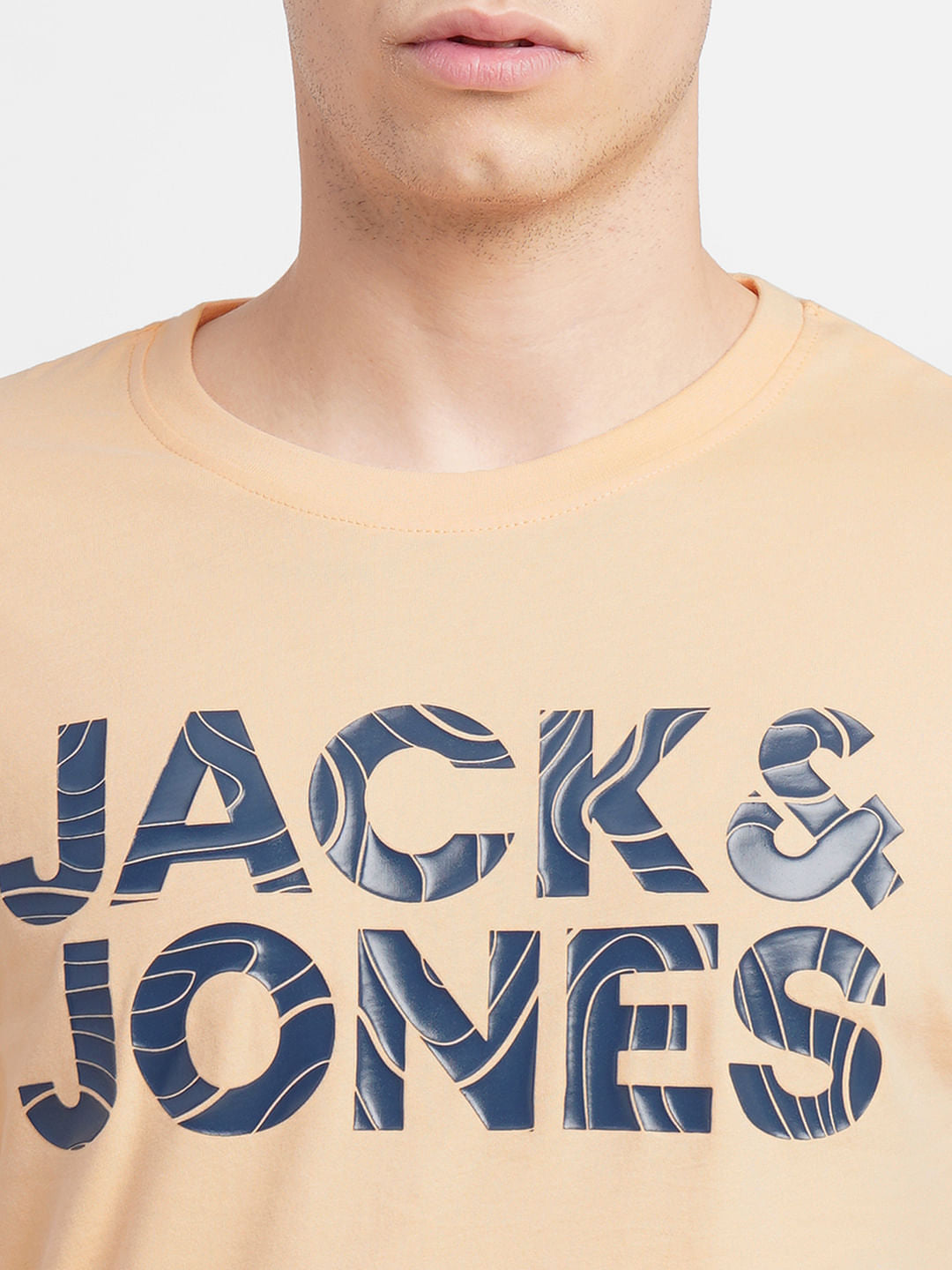 Light Orange Logo Print Crew Neck T-shirt