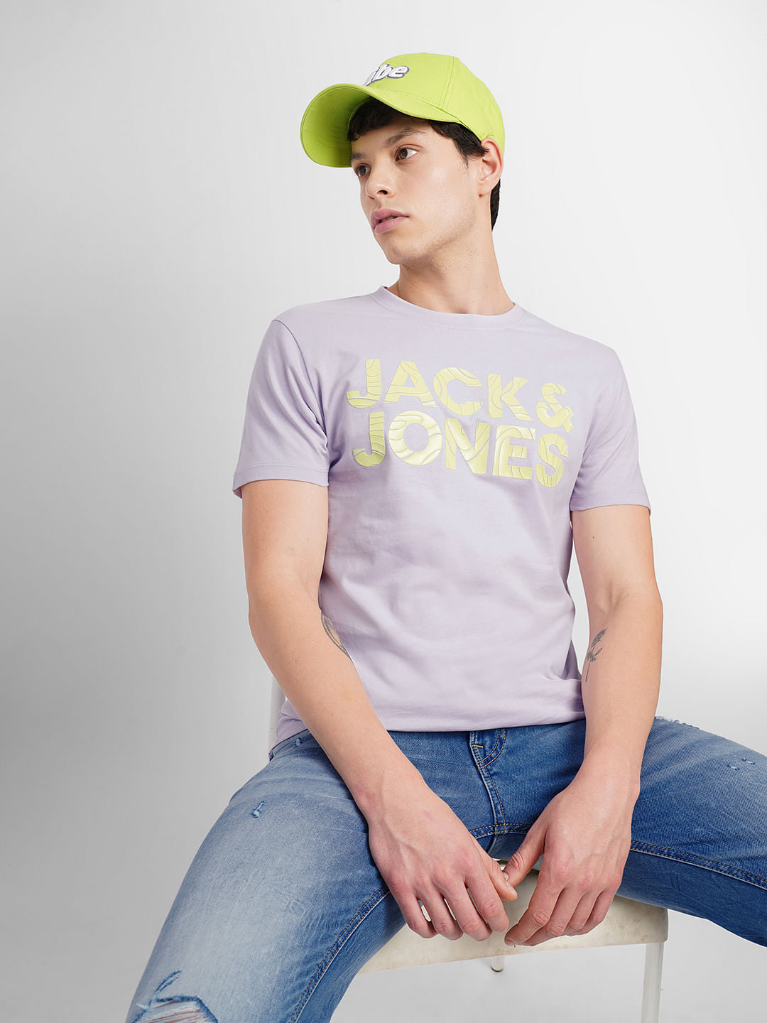 Lavender Logo Print Crew Neck T-shirt - S