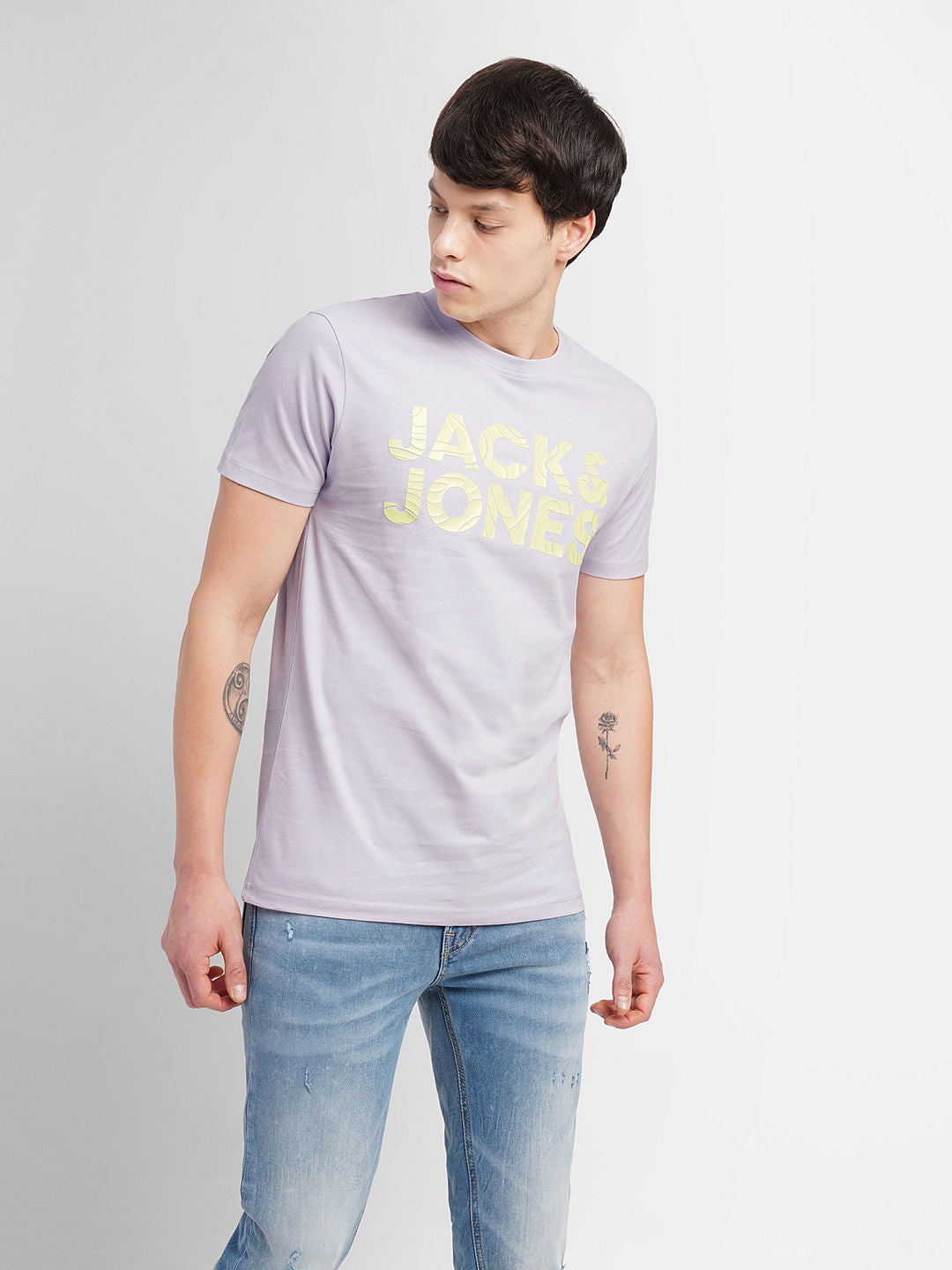 Lavender Logo Print Crew Neck T-shirt