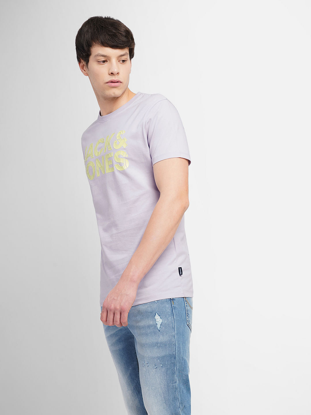 Lavender Logo Print Crew Neck T-shirt