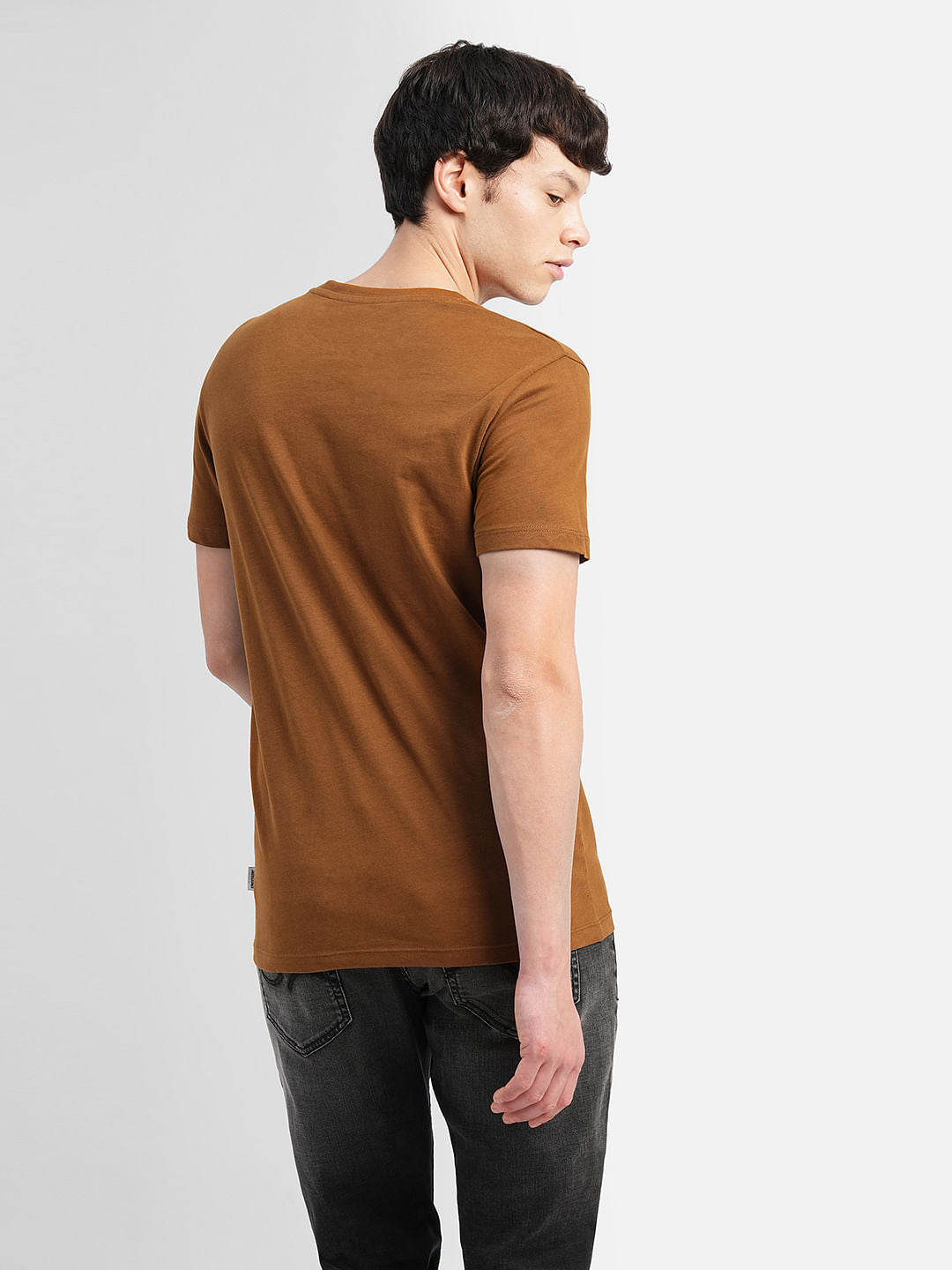 Brown Graphic Print Crew Neck T-shirt