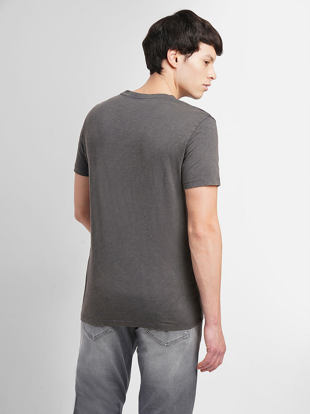 Grey Graphic Print Crew Neck T-shirt