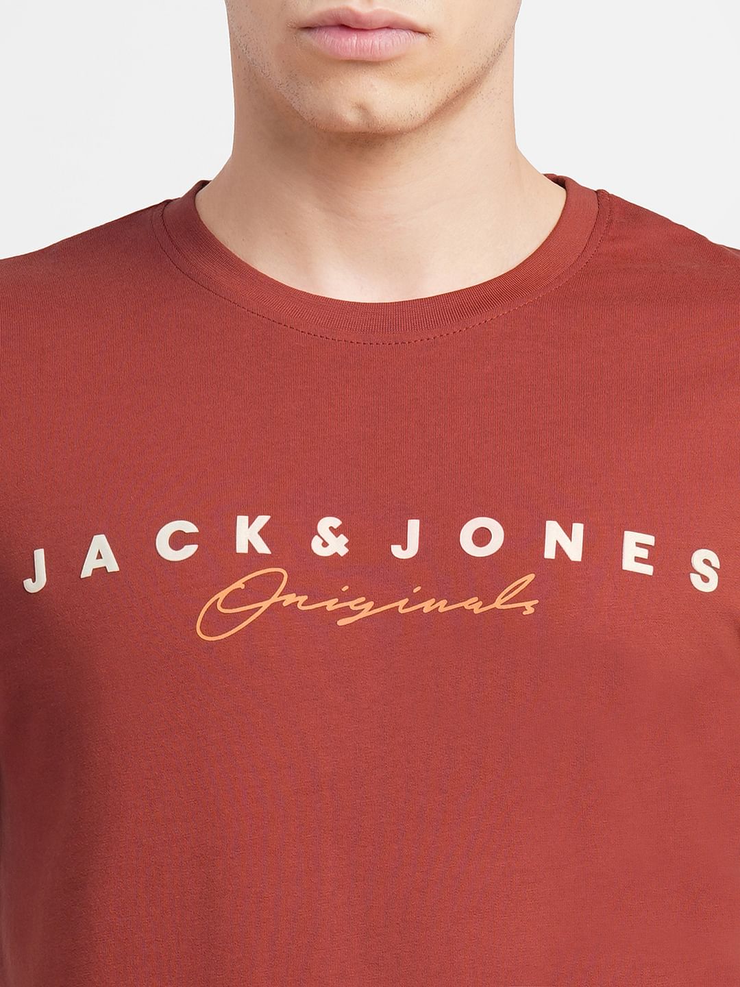 Brown Logo Print Crew Neck T-shirt