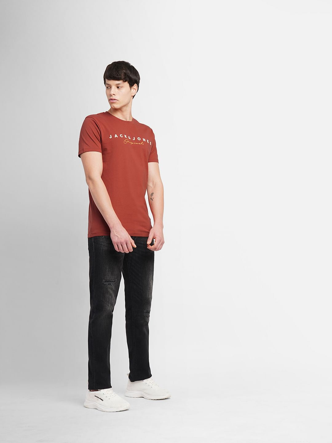 Brown Logo Print Crew Neck T-shirt