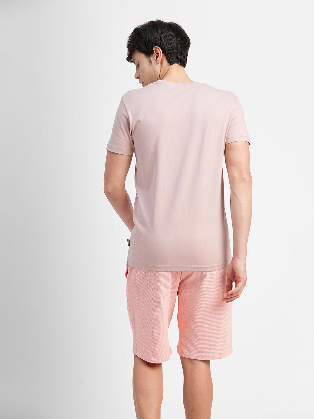 Pink Logo Text Crew Neck T-shirt