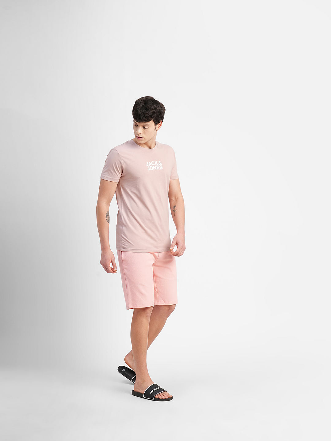 Pink Logo Text Crew Neck T-shirt