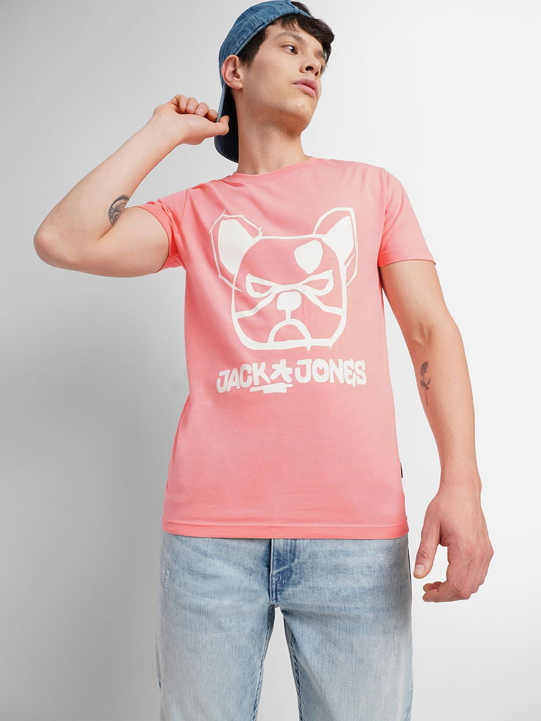Pink Logo Print Crew Neck T-shirt - S