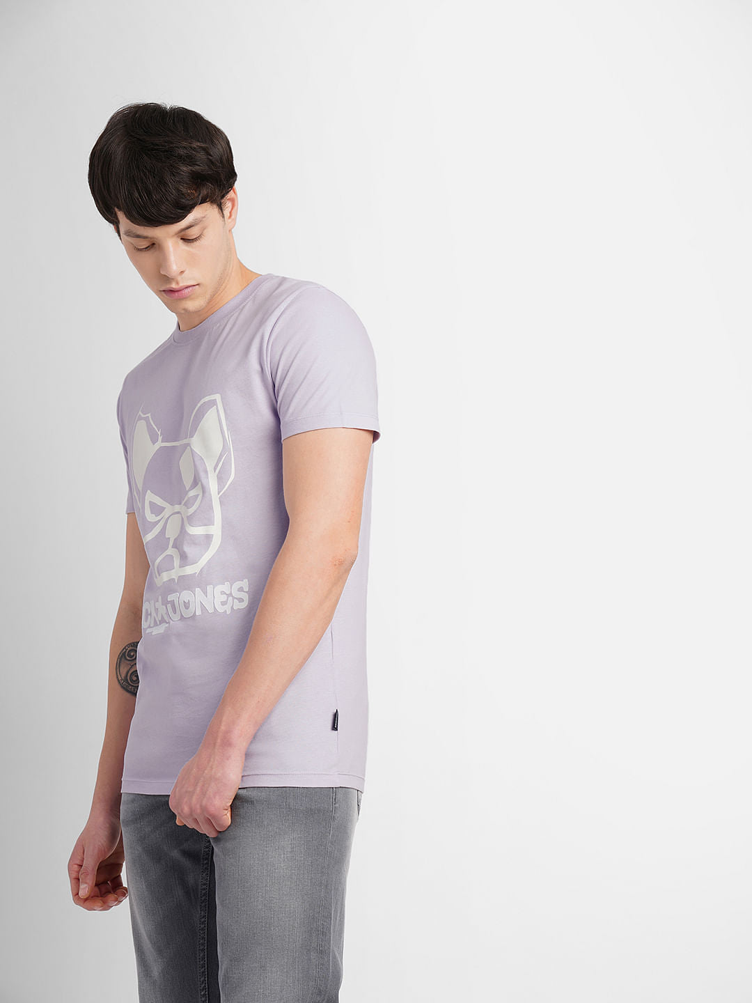 Lavender Logo Print Crew Neck T-shirt