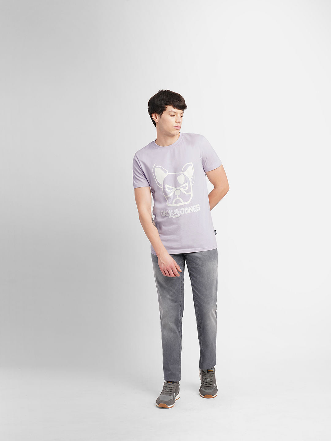 Lavender Logo Print Crew Neck T-shirt