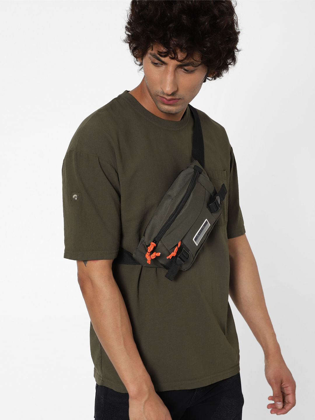 Olive Green Oversized Crew Neck T-shirt