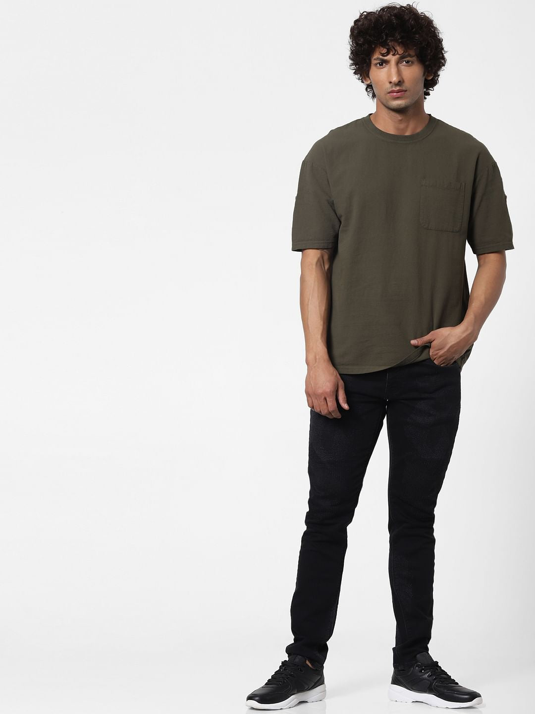 Olive Green Oversized Crew Neck T-shirt