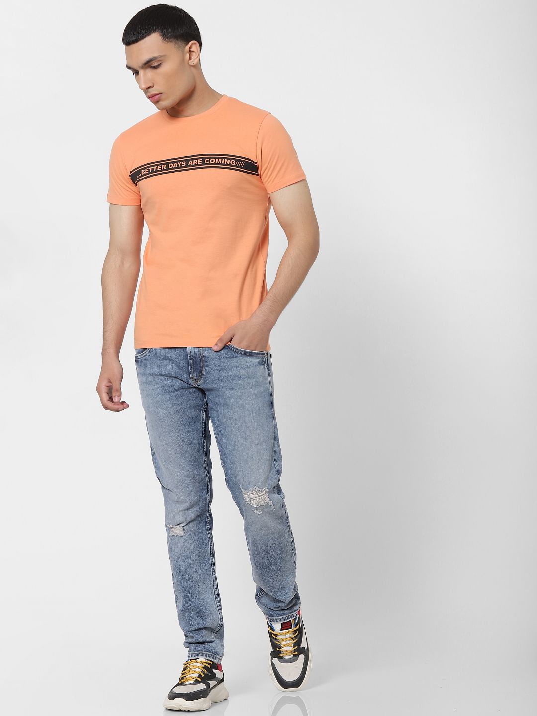 Blue Low Rise Glenn Distressed Slim Fit Jeans - 28/30