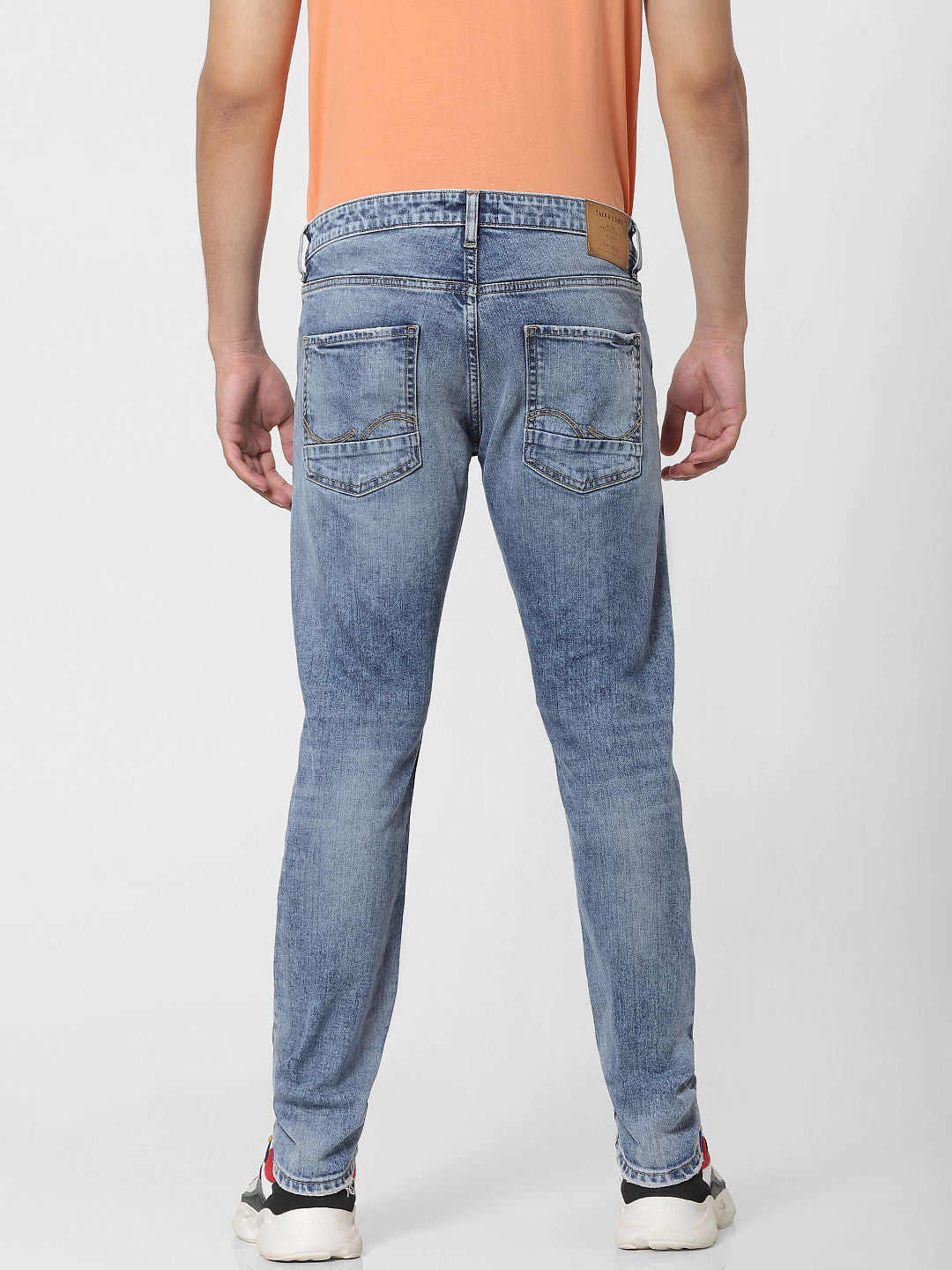 Blue Low Rise Glenn Distressed Slim Fit Jeans
