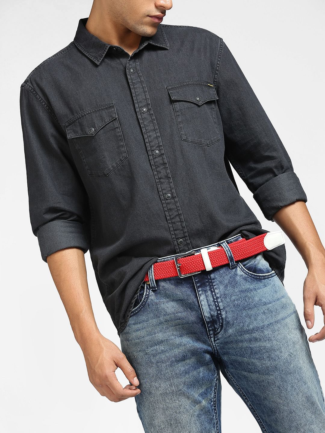 Red Woven Waist Belt - 32