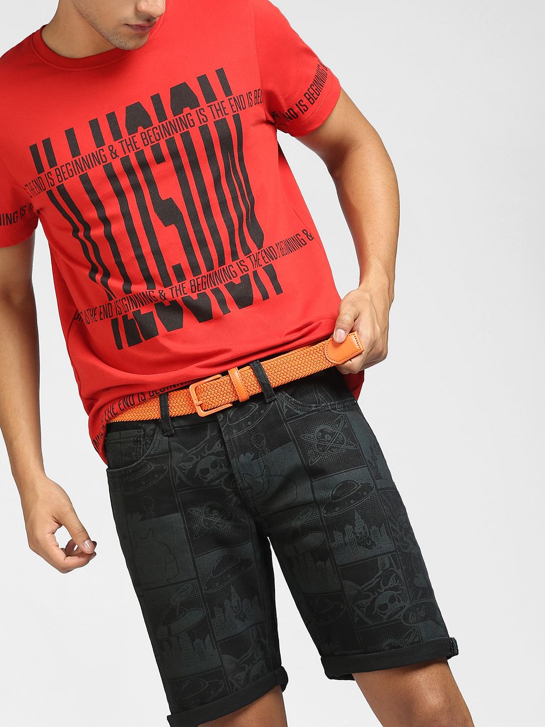 Orange Woven Waist Belt