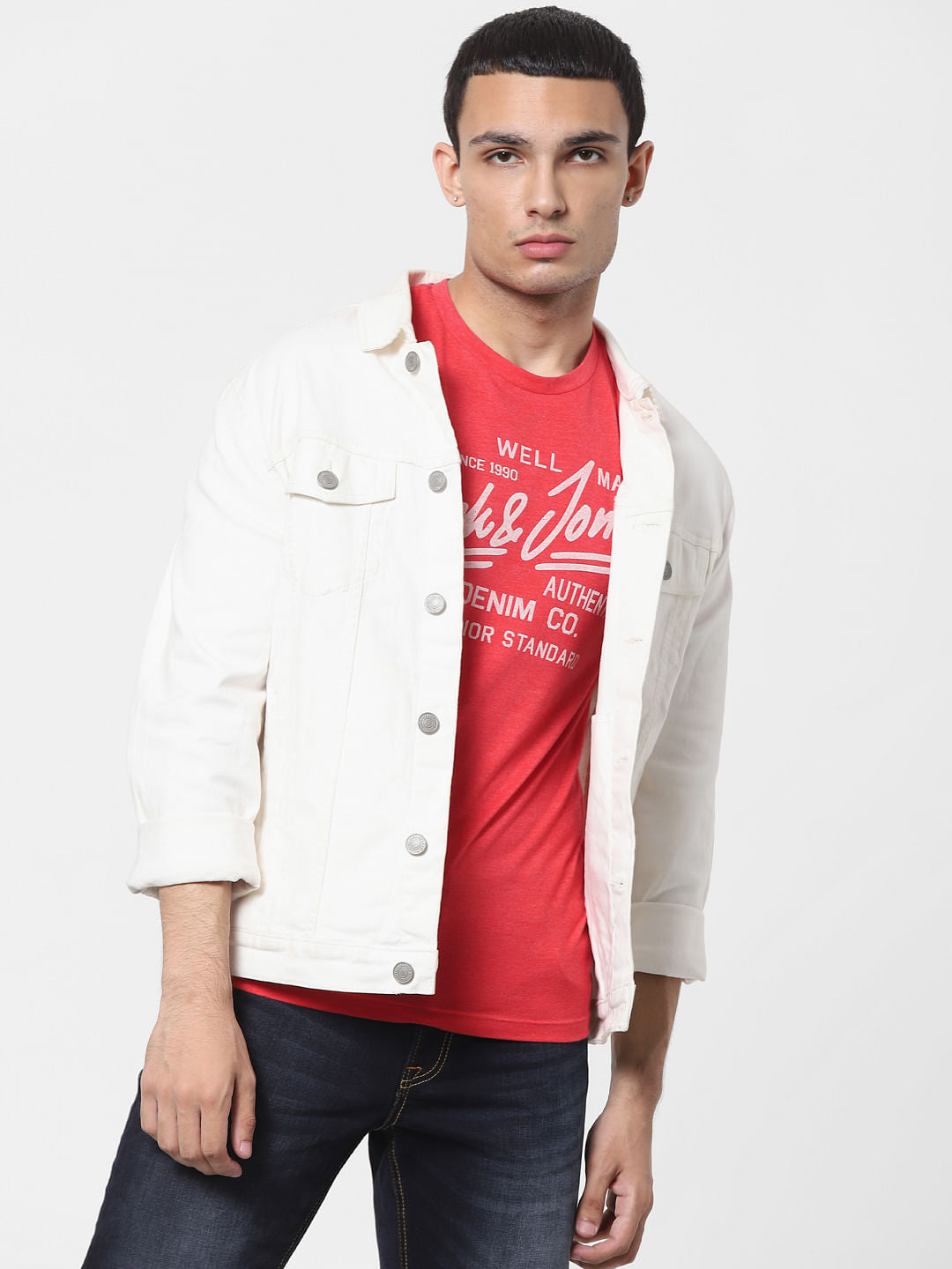 Red Logo Print Crew Neck T-shirt - S