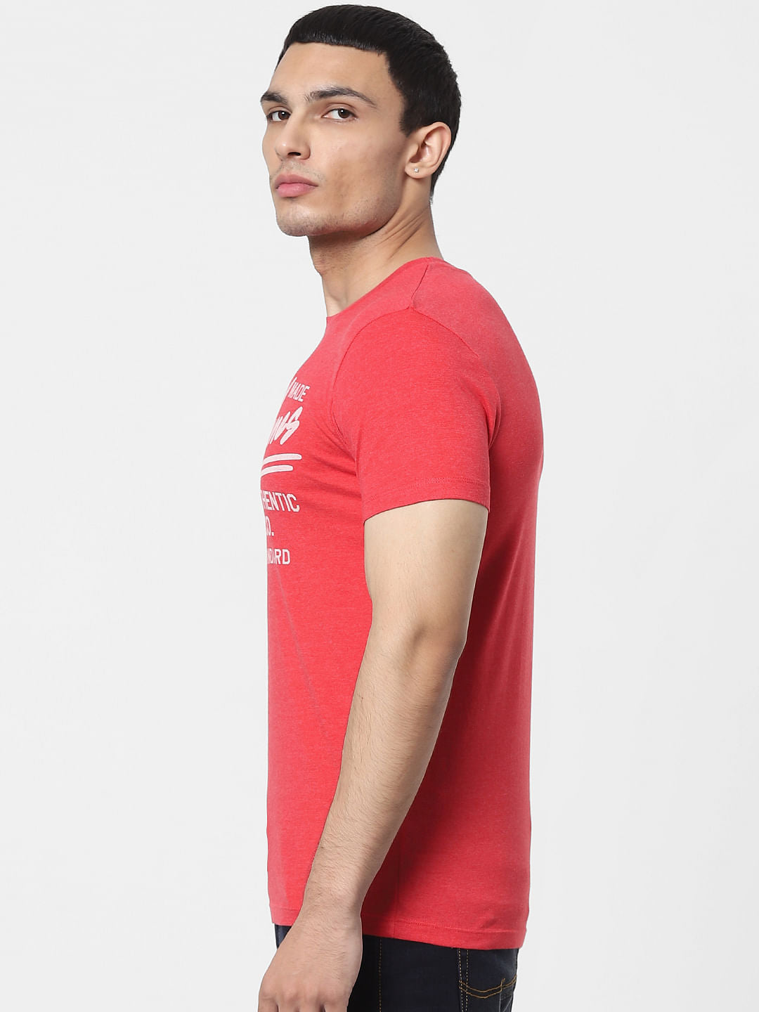 Red Logo Print Crew Neck T-shirt
