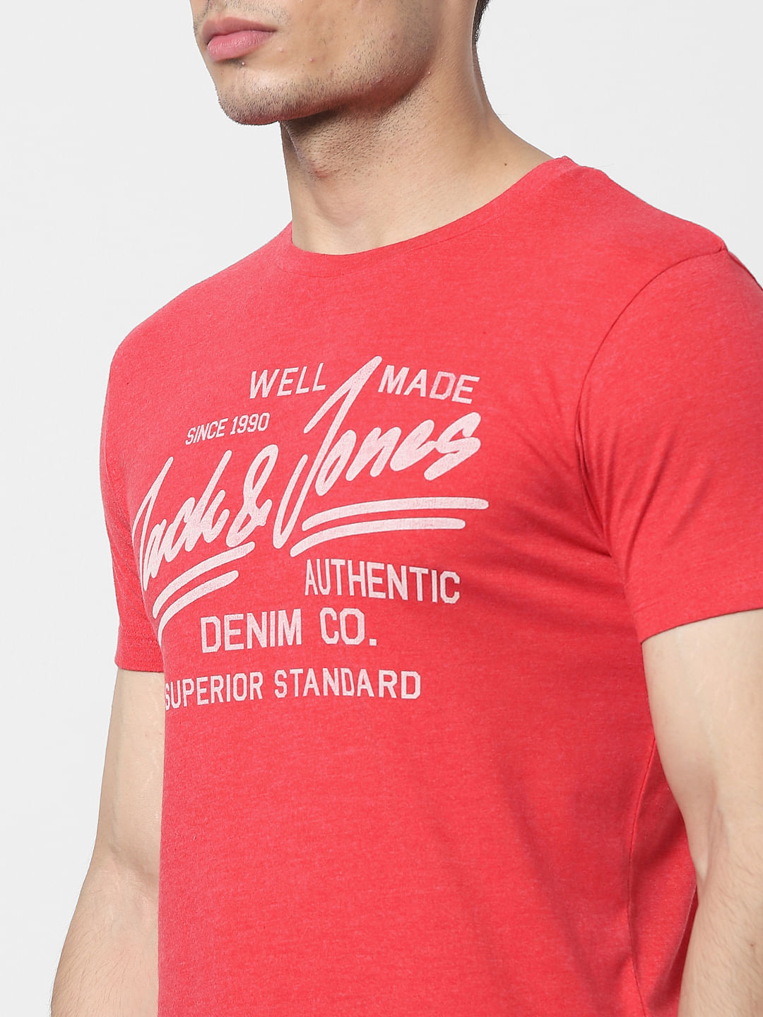 Red Logo Print Crew Neck T-shirt