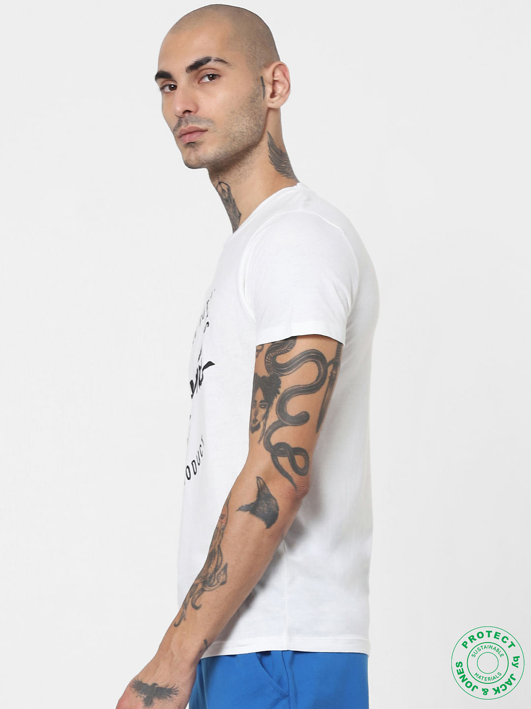 White Logo Print Crew Neck T-shirt