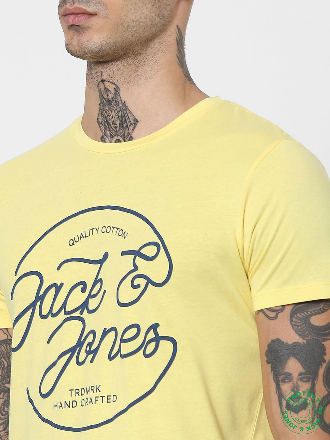 Yellow Logo Print Crew Neck T-shirt