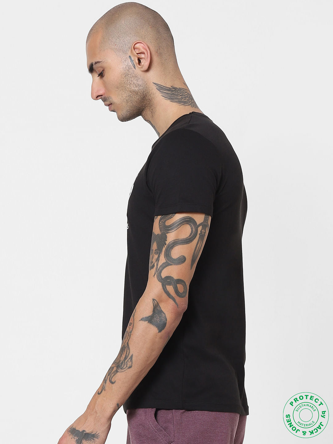 Black Logo Print Crew Neck T-shirt