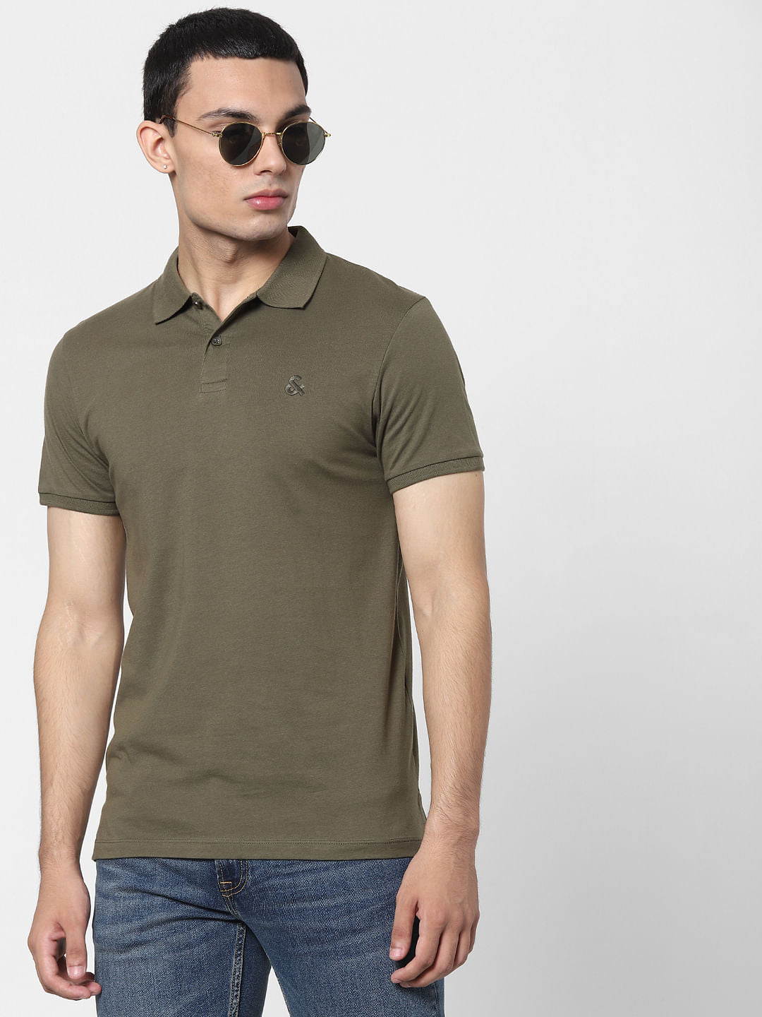 Olive Green Polo Neck T-shirt - S