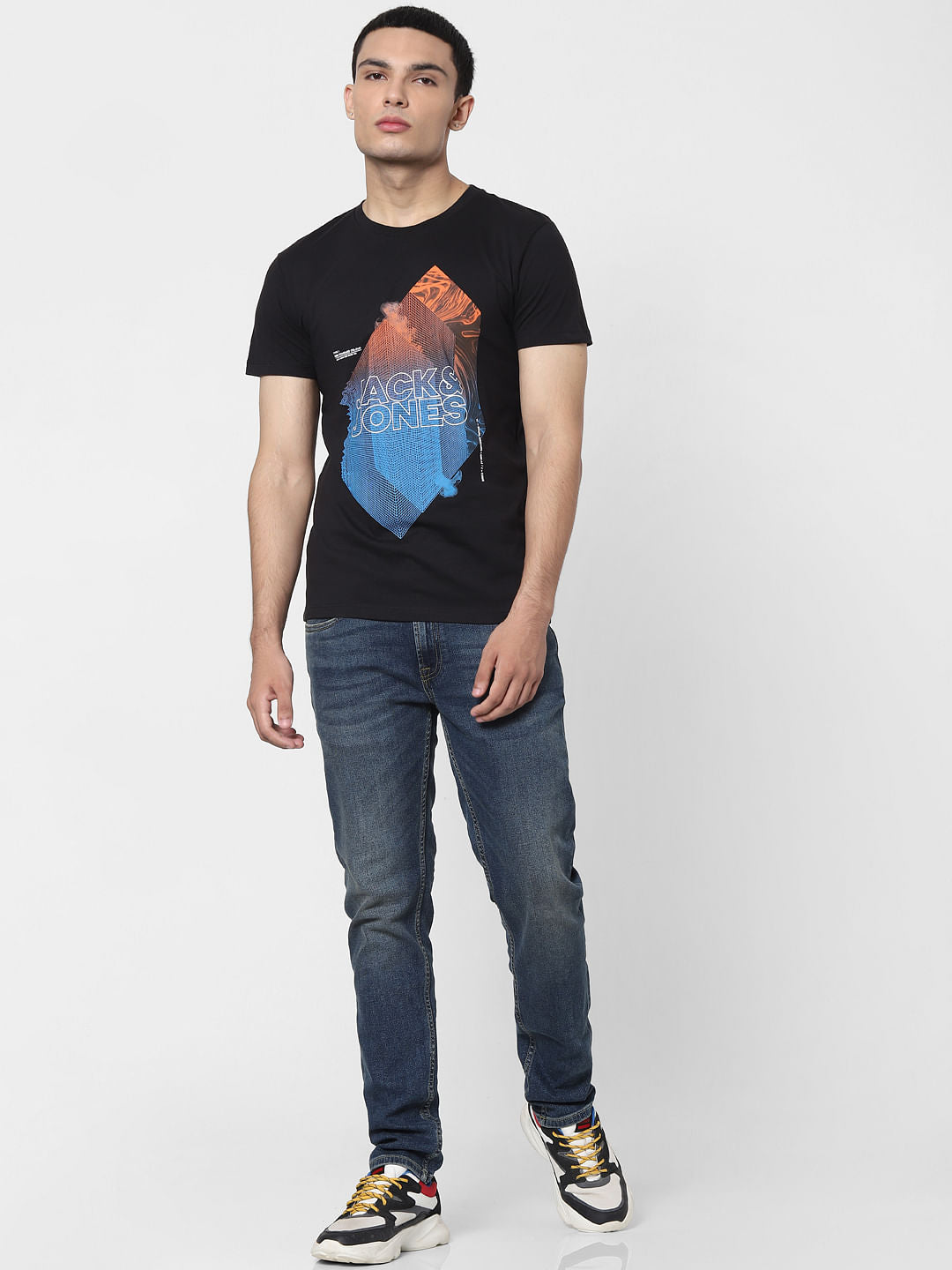 Black Logo Print Crew Neck T-shirt