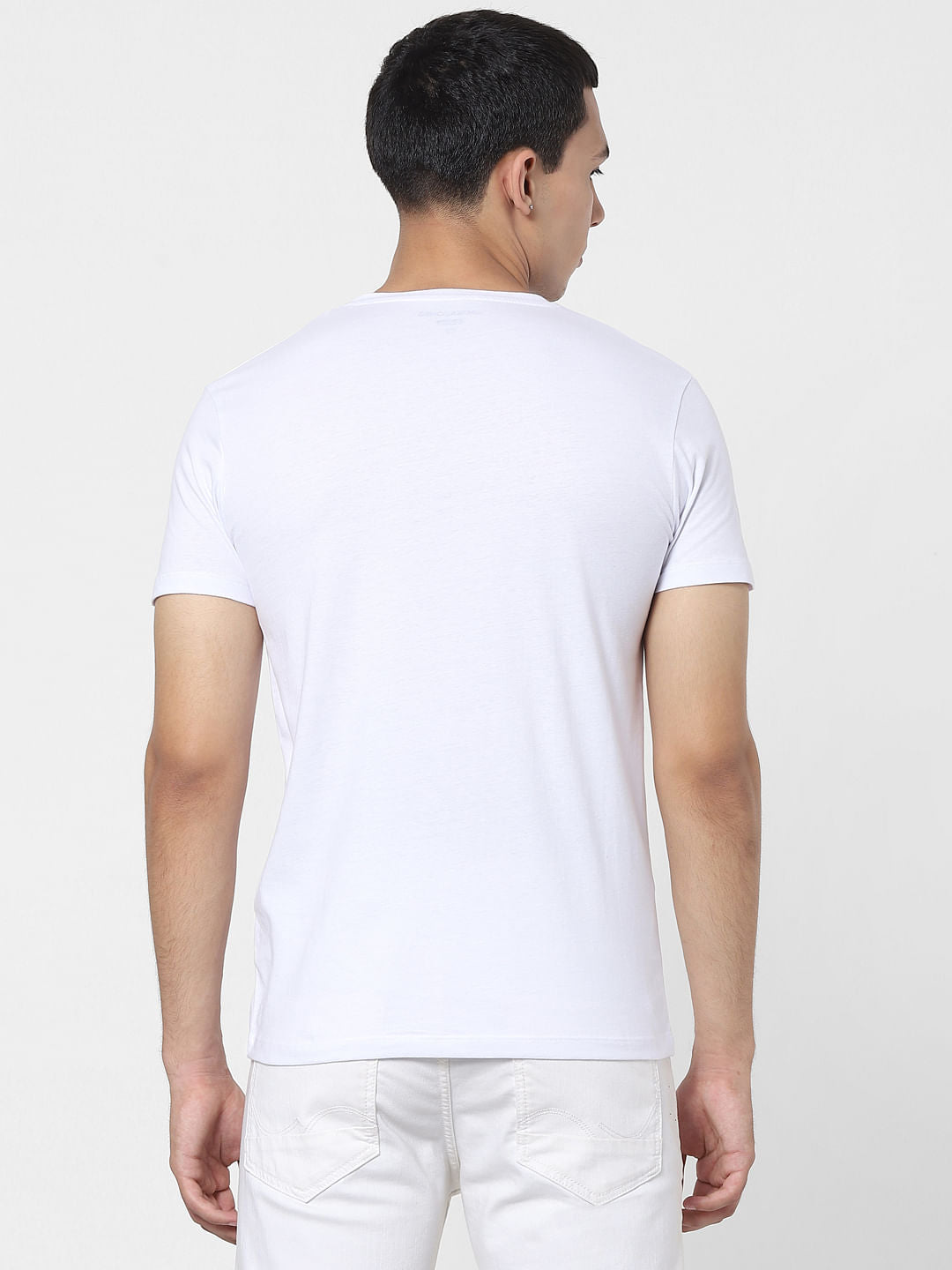 White Graphic Logo Print Crew Neck T-shirt