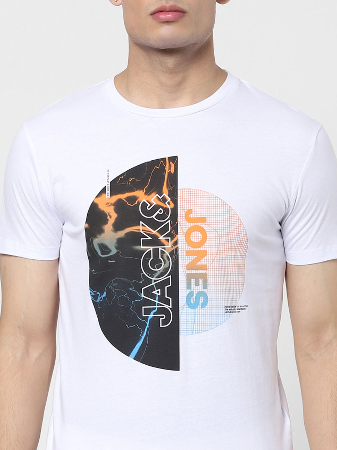 White Graphic Logo Print Crew Neck T-shirt