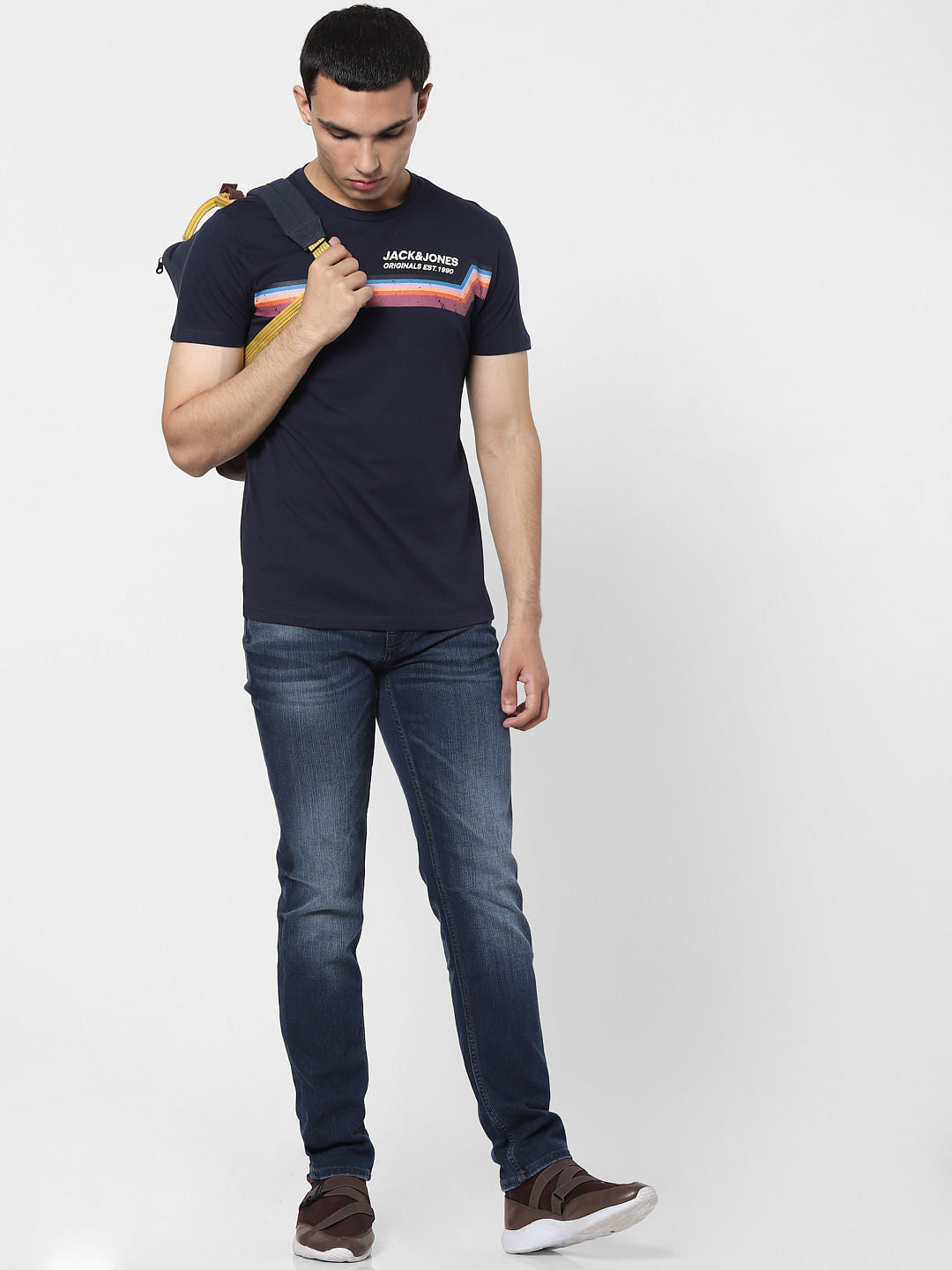 Navy Blue Graphic Print T-shirt